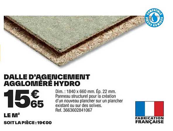 dalle d'agencement aggloméré hydro
