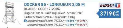docker 85 duarib - longueur 2,05 m