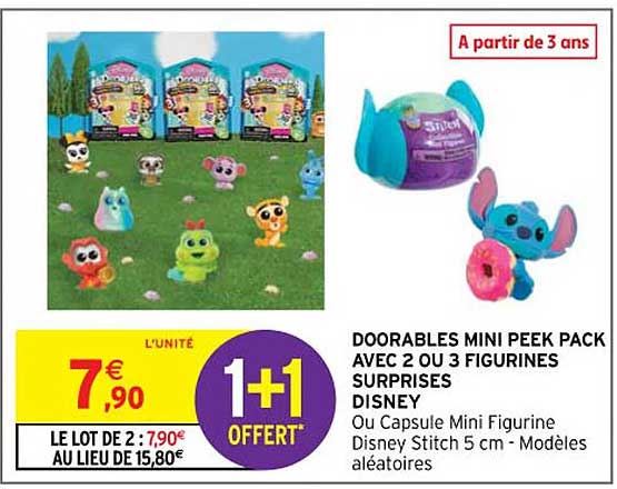 doorables mini peek pack avec 2 ou 3 figurines surprises disney