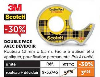 Double Face Avec Dévidoir 3m, Scotch