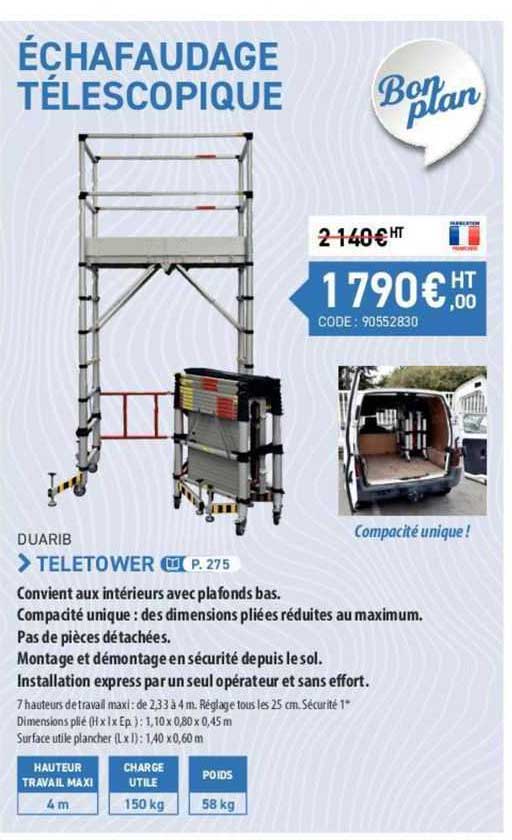 échafaudage télescopique teletower duarib