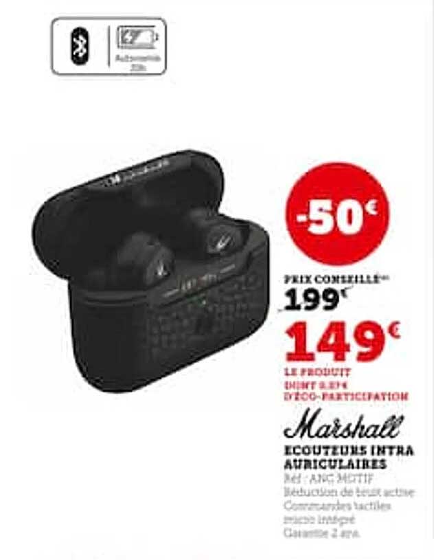 écouteurs intra auriculaires marshall