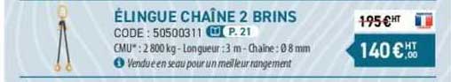 élingue chaîne 2 brins