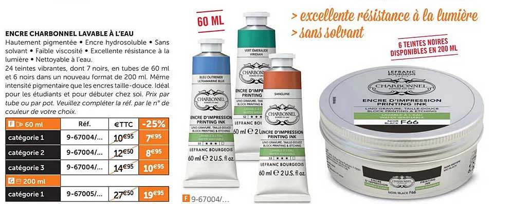 encre charbonnel lavable à l'eau