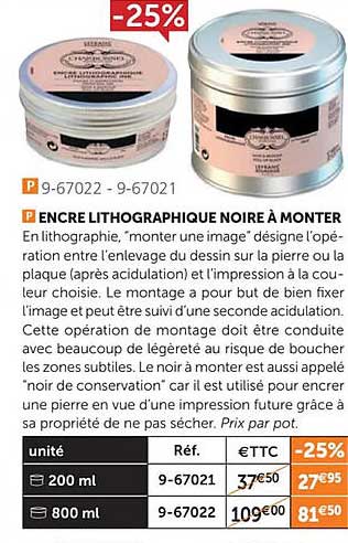 encre lithographique noire à monter