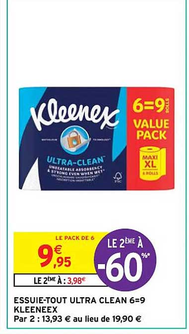 essuie-tout ultra clean 6=9 kleenex