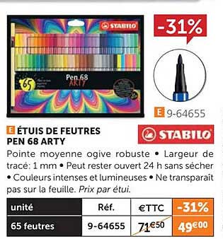 étuis de feutres pen 68 arty stabilo