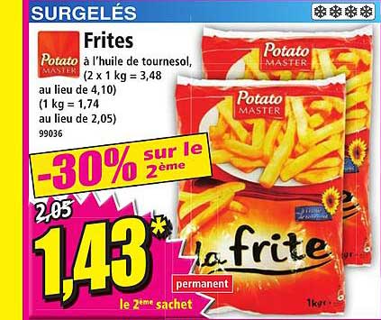 Frites à L'huile De Tournesol Potato