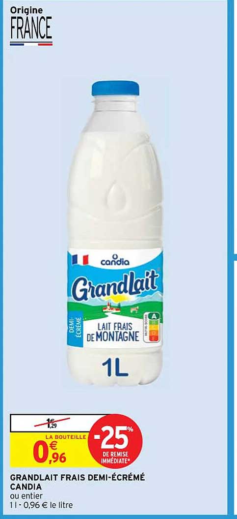 grandlait frais demi-écrémé candia
