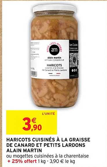 haricots cuisinés à la graisse de canard et petits lardons alain martin