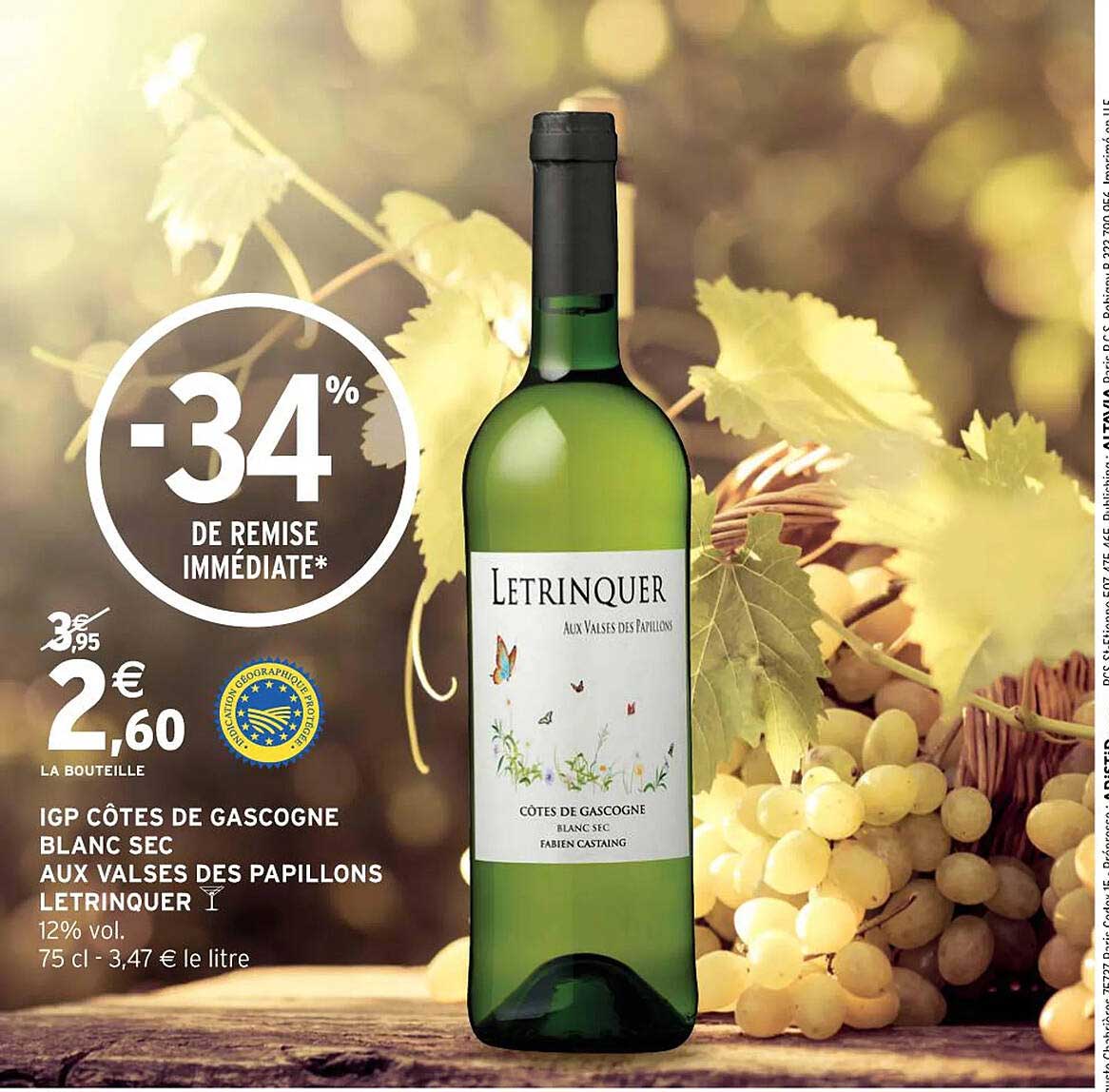 igp côtes de gascogne blanc sec aux valses des papillons letrinquer