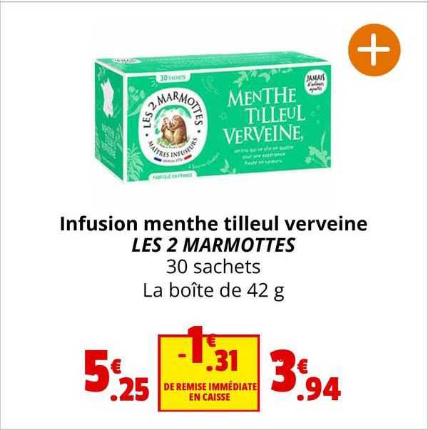 infusion menthe tilleul verveine les 2 marmottes