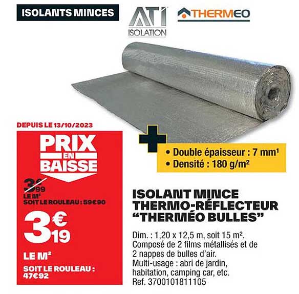 isolant mince thermo-réflecteur "therméo bulles"