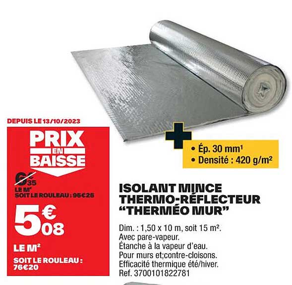isolant mince thermo-réflecteur "therméo mur"