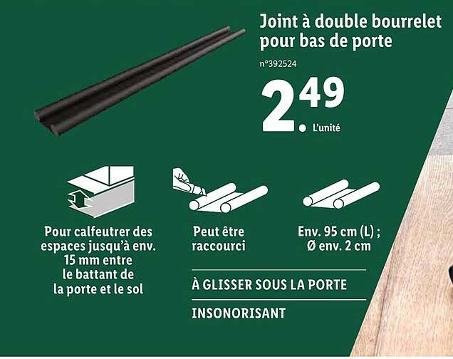 joint à double bourrelet pour bas de porte
