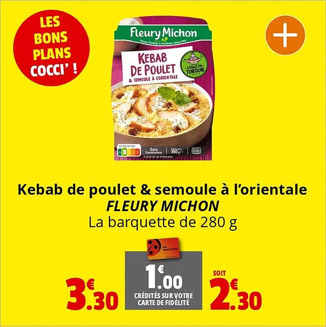 kebab de poulet & semoule à l'orientale fleury michon