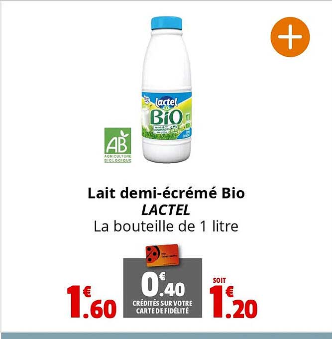 lait demi-écrémé bio lactel