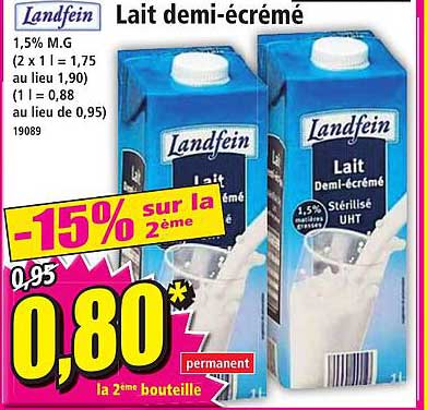 lait demi-écrémé landfein