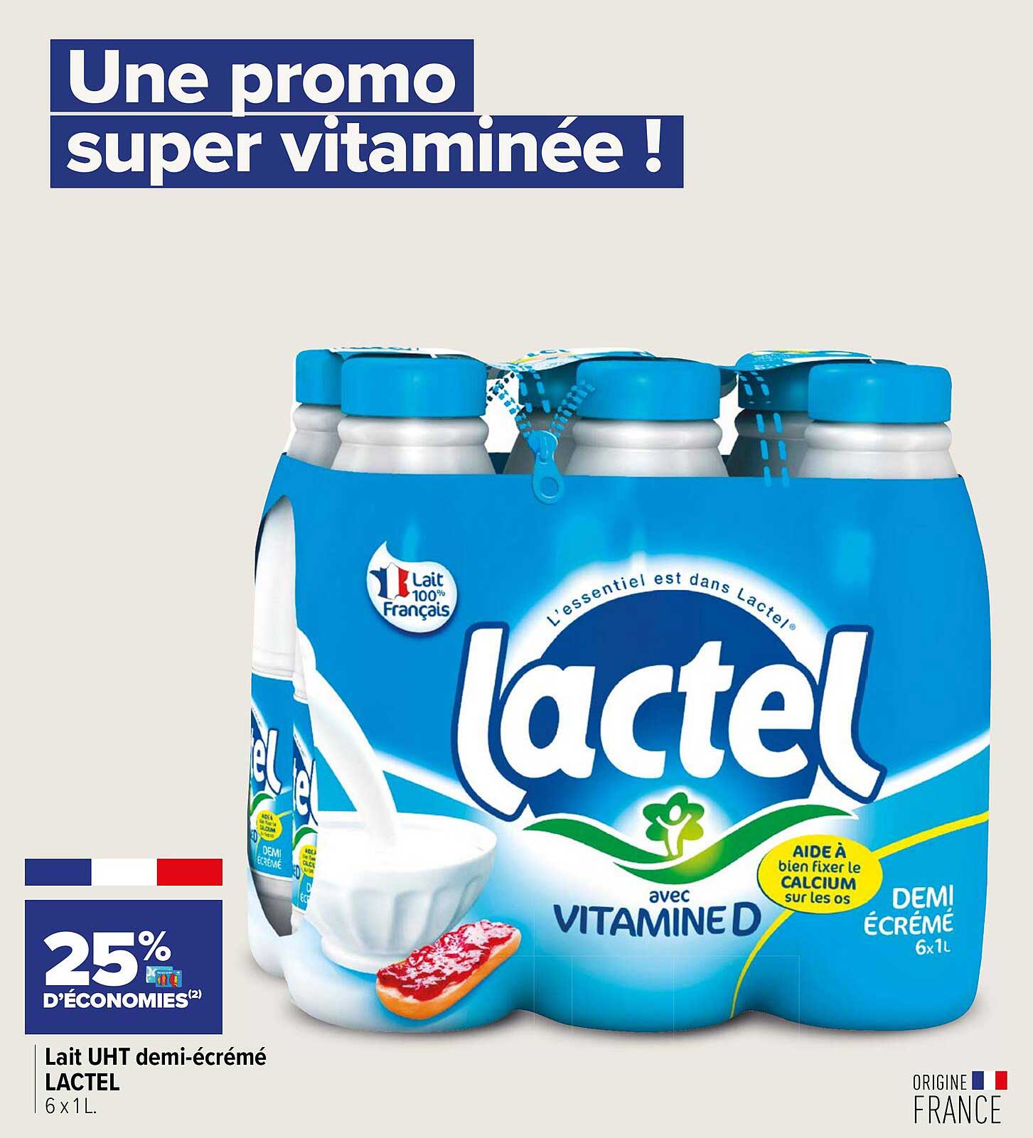 lait uht demi-écrémé lactel