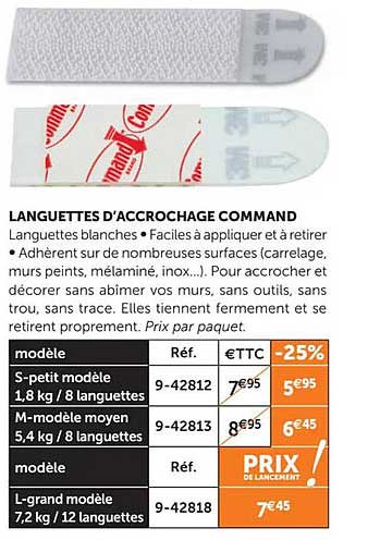 languettes d'accrochage command