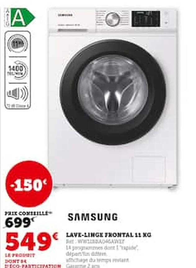 lave-linge frontal 11 kg samsung