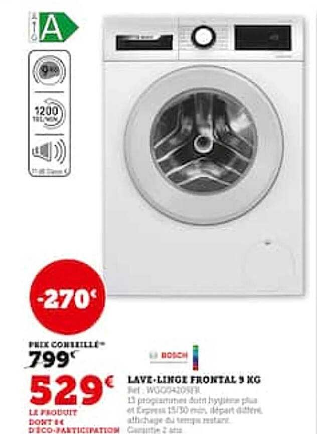 lave-linge frontal 9 kg bosch