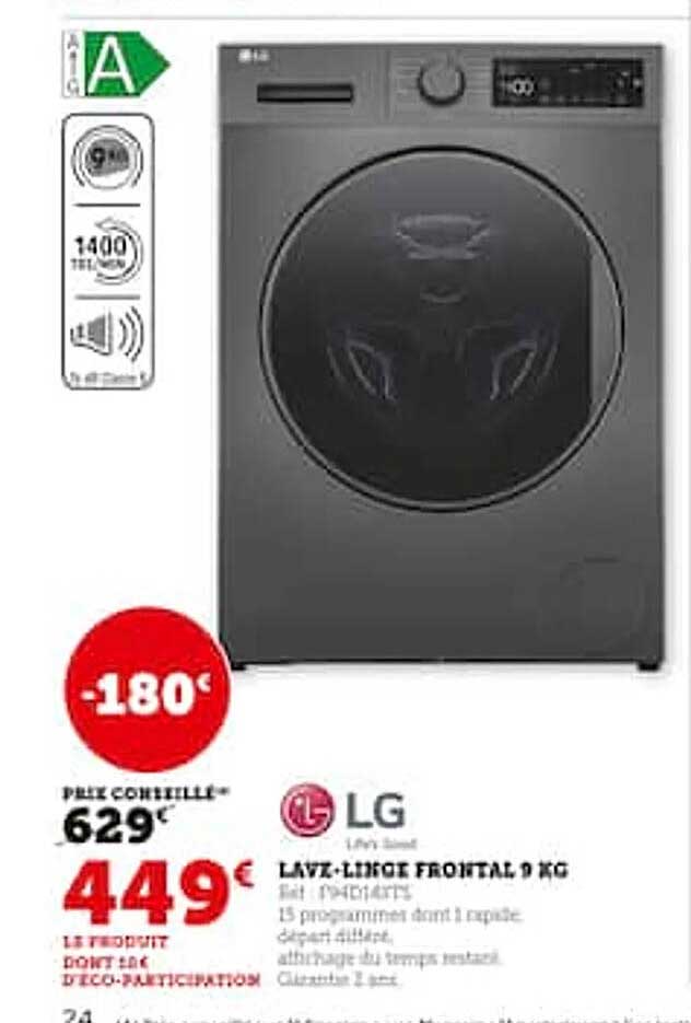 lave-linge frontal 9 kg lg