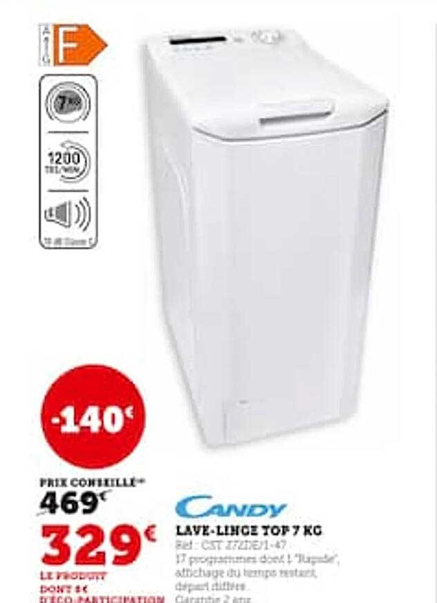 lave-linge top 7 kg candy
