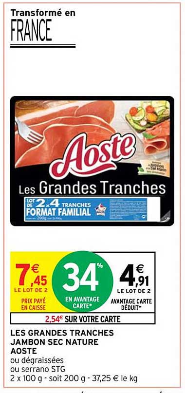 les grandes tranches jambon sec nature aoste