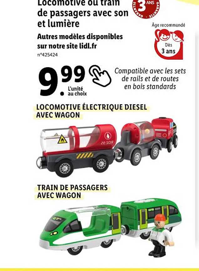 locomotive ou train de passagers avec son et lumière