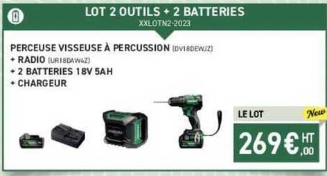 lot 2 outils + 2 batteries hikoki