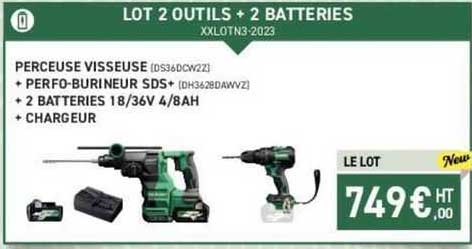 lot 2 outils + 2 batteries hikoki