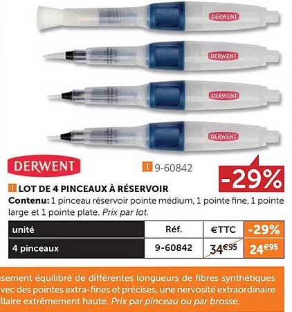 Lot De 4 Pinceaux à Réservoir Derwent