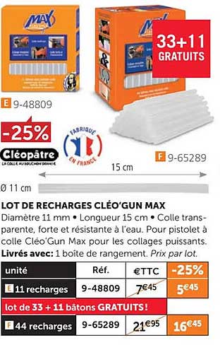 lot de recharges cléo gun mix