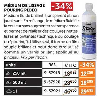 médium de lissage pouring pébéo