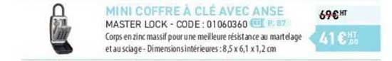 mini coffre à clé avec anse master lock