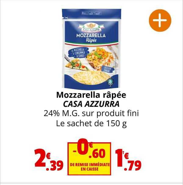 mozzarella râpée casa azzurra