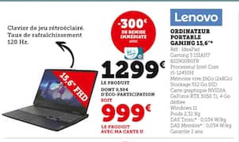 Ordinateur Portable Gaming 15,6" Lenovo
