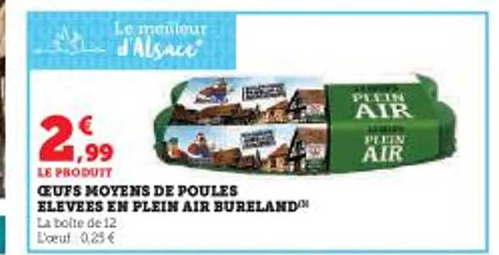 œufs moyens de poules élevées en plein air bureland