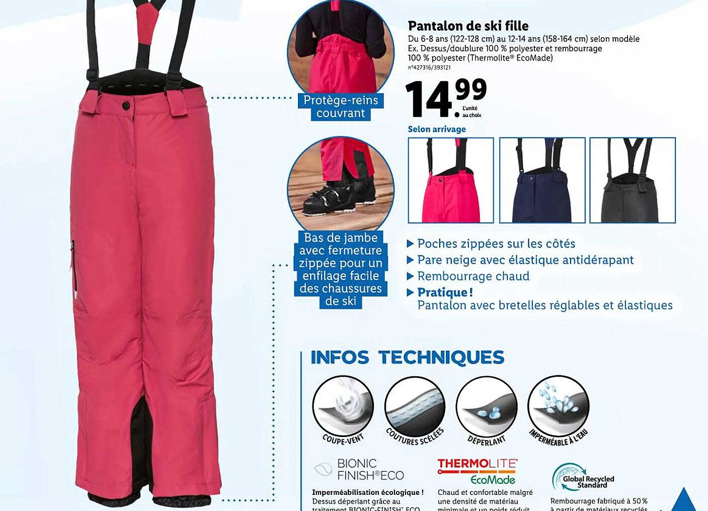 pantalon de ski fille