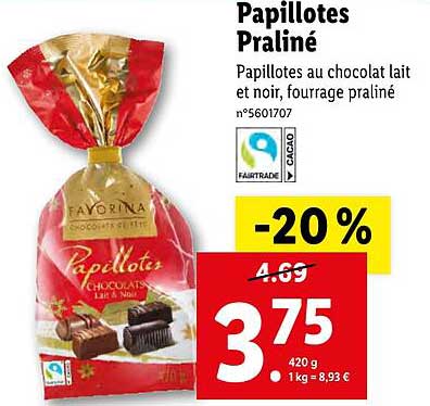 papillotes praliné favorina