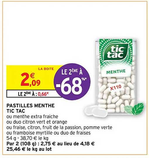 pastilles menthe tic tac