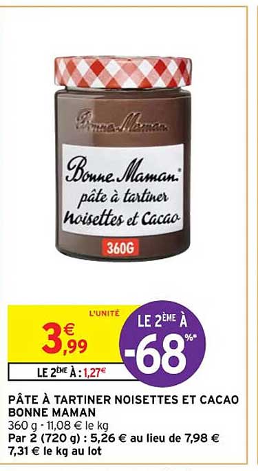 pâte à tartiner noisettes et cacao bonne maman
