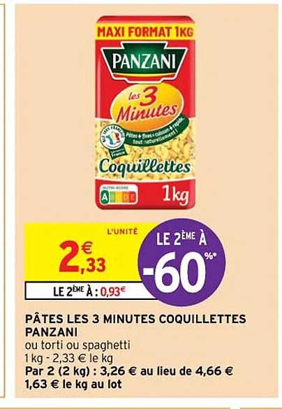 pâtes les 3 minutes coquillettes panzani