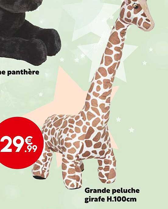 peluche panthère, grande peluche girafe h.100 cm