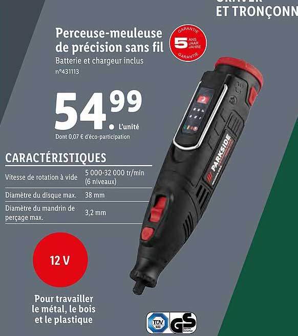 Perceuse-meuleuse De Précision Sans Fil Parkside