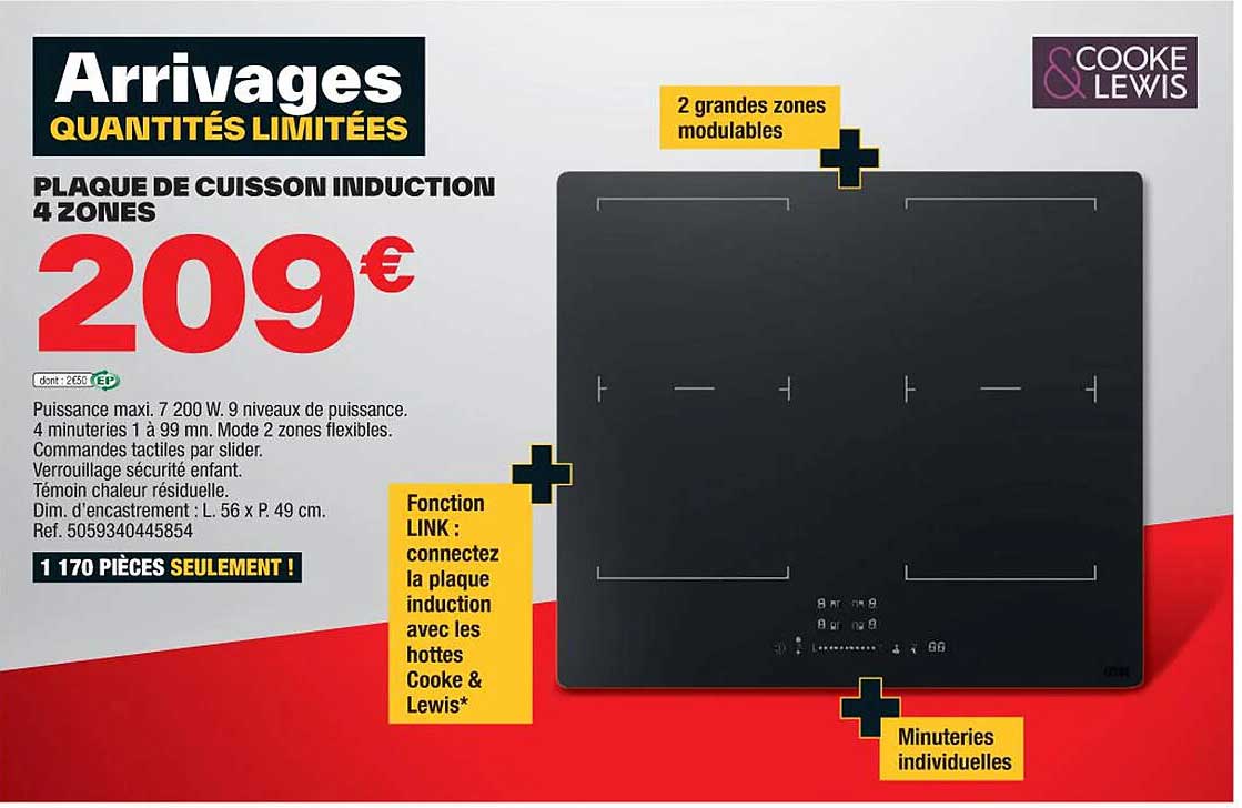 Plaque De Cuisson Induction 4 Zones Cooke & Lewis