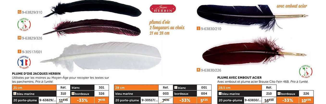 plume d'oie jacques herbin, plume avec embout acier
