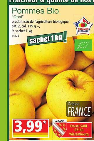 pommes bio "opal"