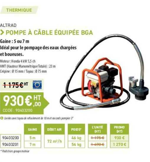 pompe à câble équipée bga altrad